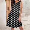 Damen Sommer Mode Tank Kleid A-Linie Ärmellos Lässig Floral/Einfarbig Taschenkleid
