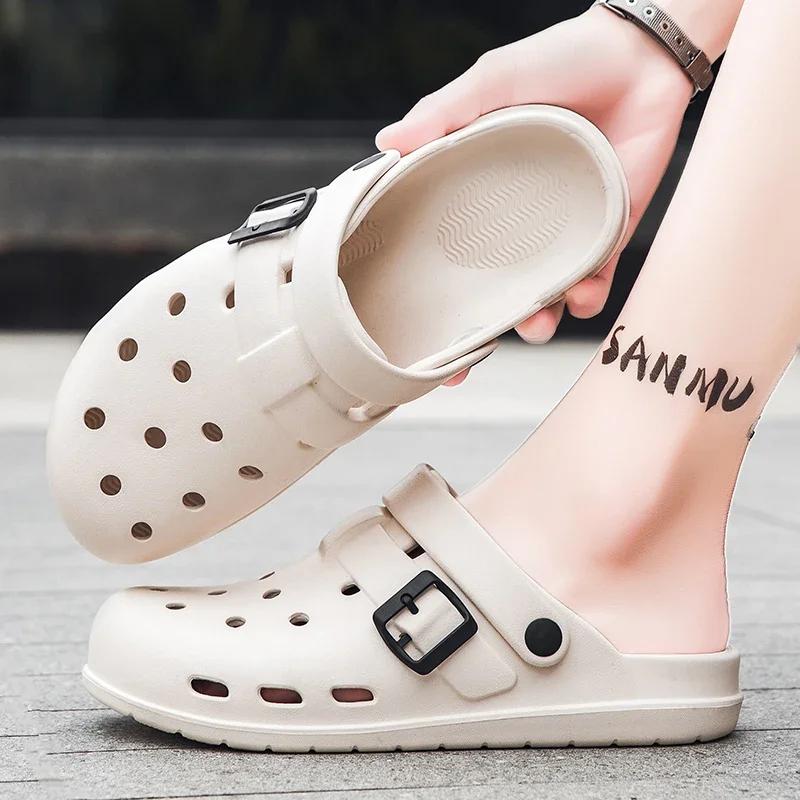 Fashion EVA Men Slippers Soft Outdoor Home Women Casual Shoes Non-slip Couple Garden Shoes Waterproof Chef Shoes Nurse Doctor Sandals