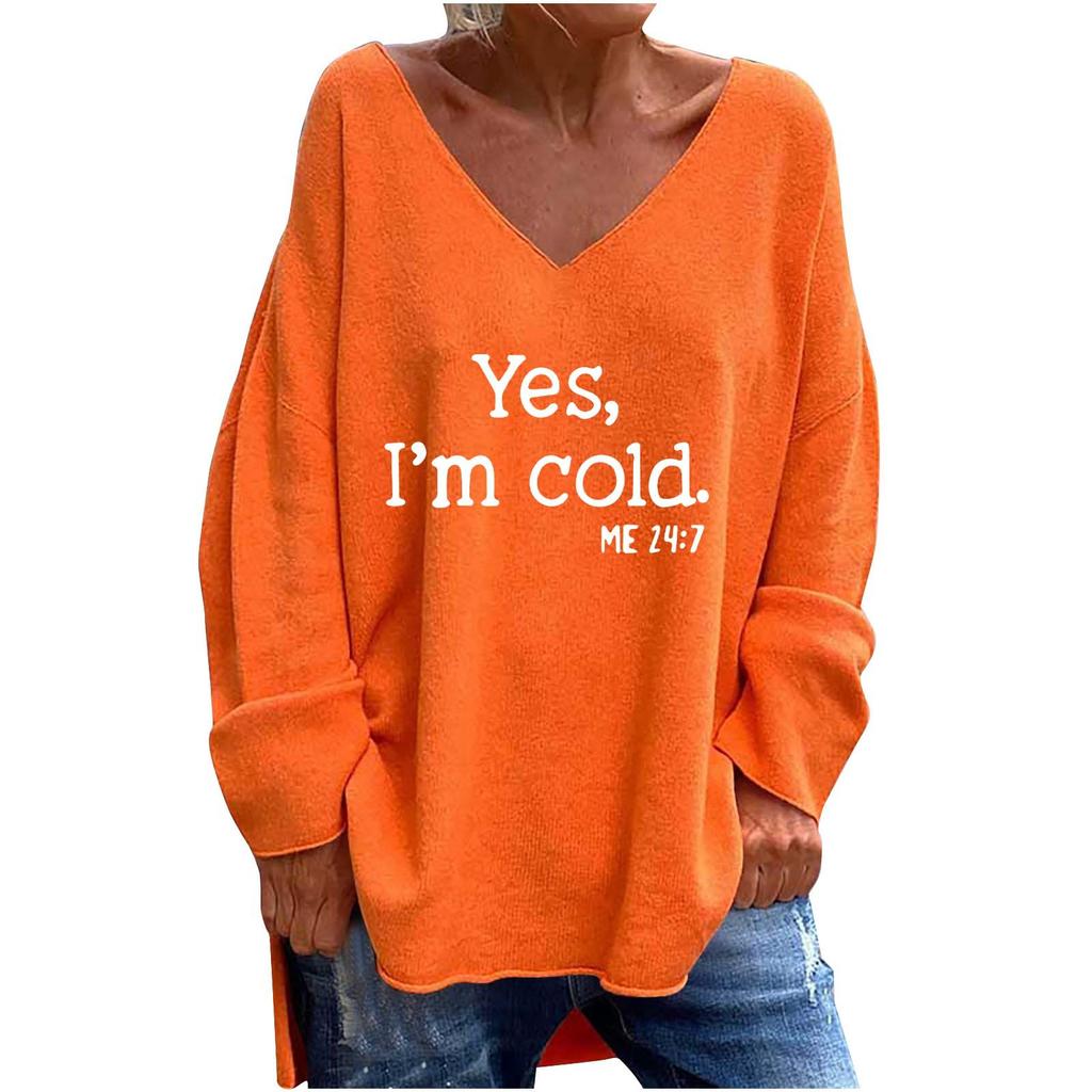 Women S Solid V Neck Long Sleeve Loose Casual Comfortable T Shirt