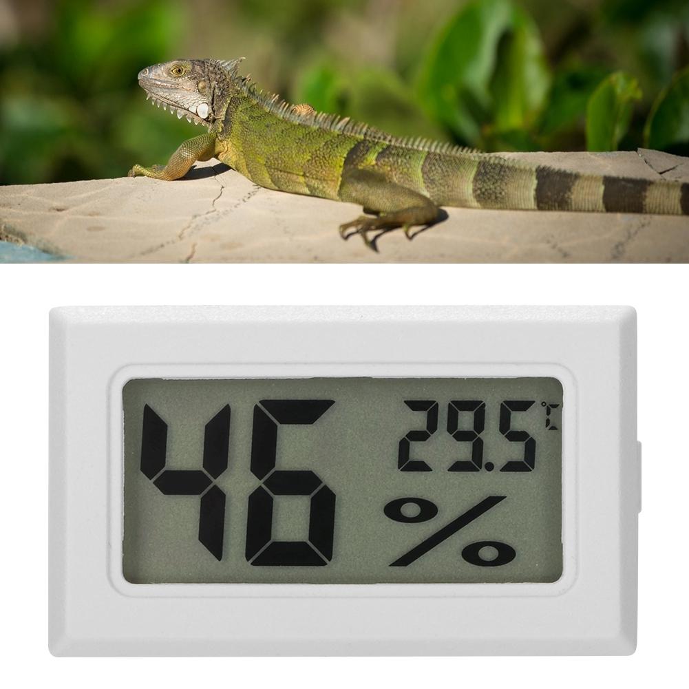 Haustier-Reptilien-Hygrometer, eingebettetes Aquarium-Thermometer mit großer Digitalanzeige, weiß