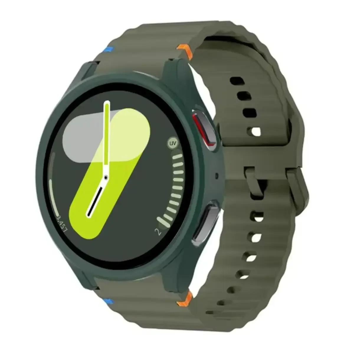 

Чохол+Ремінець для Samsung Galaxy Watch 7 6 5 4 40мм 44мм Силіконовий офіційний Ремінець ПК Захисна Кришка Бампер для Galaxy Watch 6Classic Watch 5 Pro 45mm