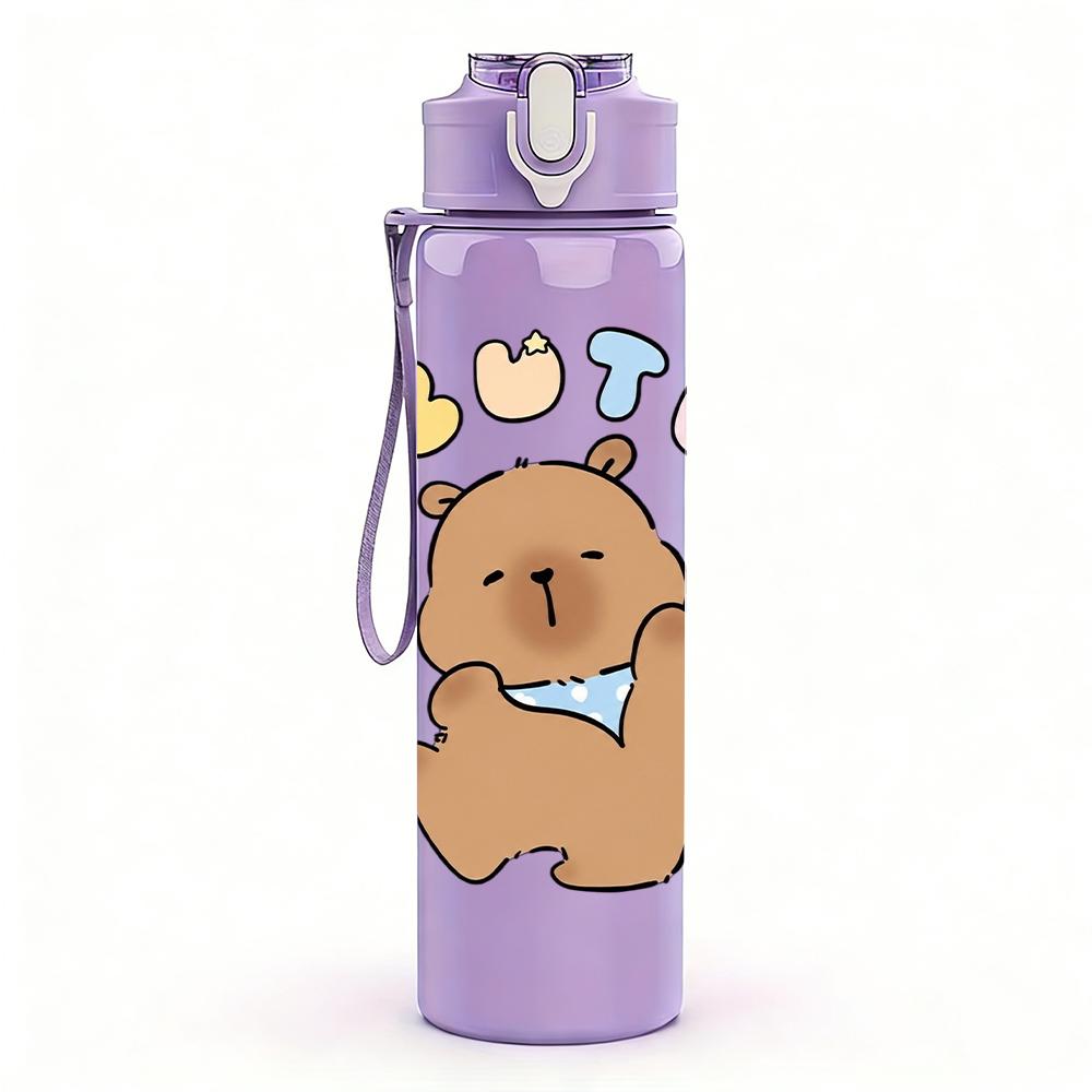 1 PZ Capibara Singolo Cartone Animato 750ml Colore Plastica Borraccia Ermetica Tappo Flip con Cannuccia Per Sport Ufficio Uso Domestico