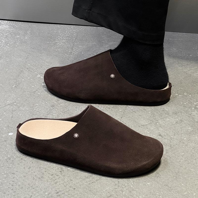 Outdoor lazy one-pedal summer new breathable half-pack slippers fashion versatile sandals 65167 brown-J