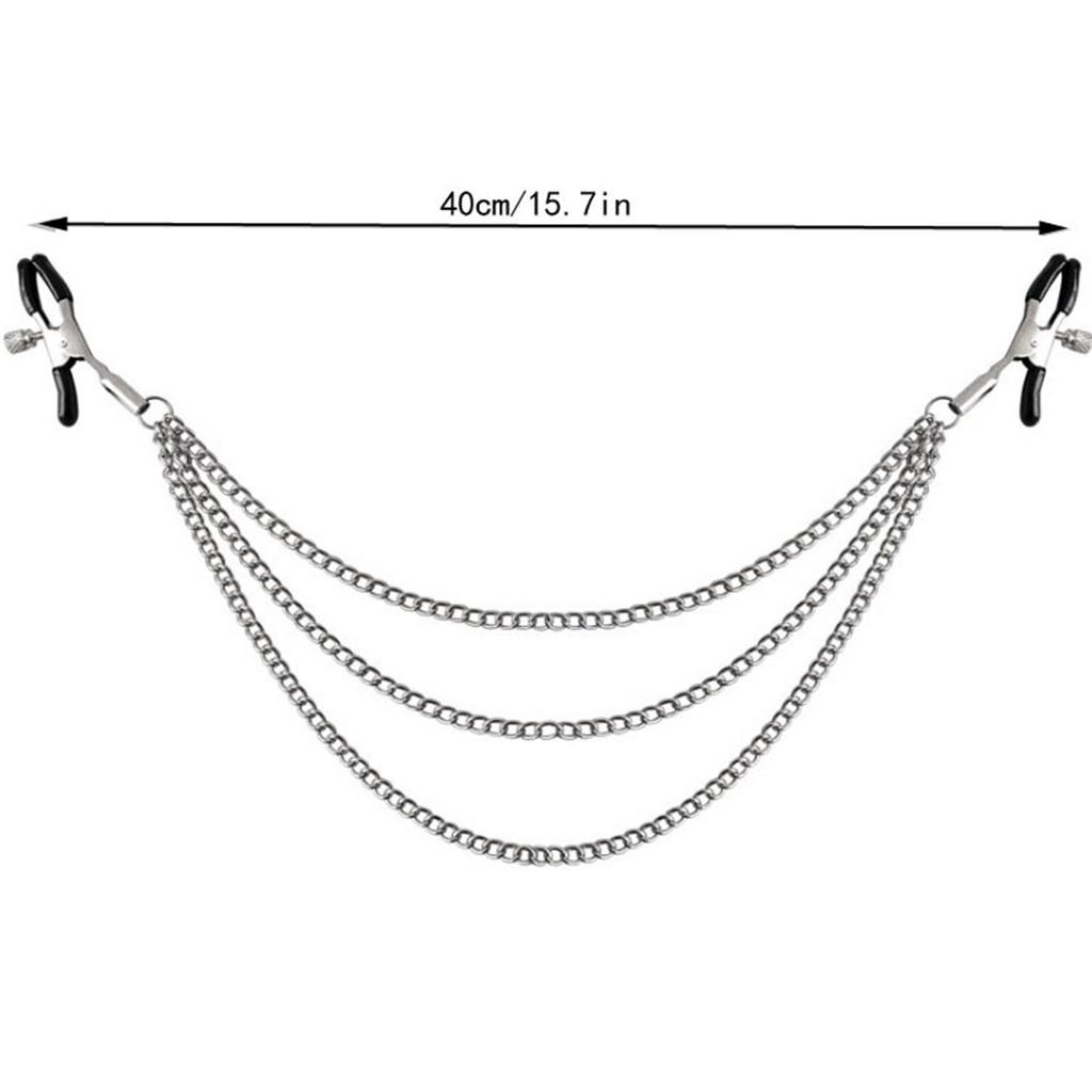 Pinces à pression réglables, bijoux, anneaux de mamelon sans perçage avec chaîne en métal