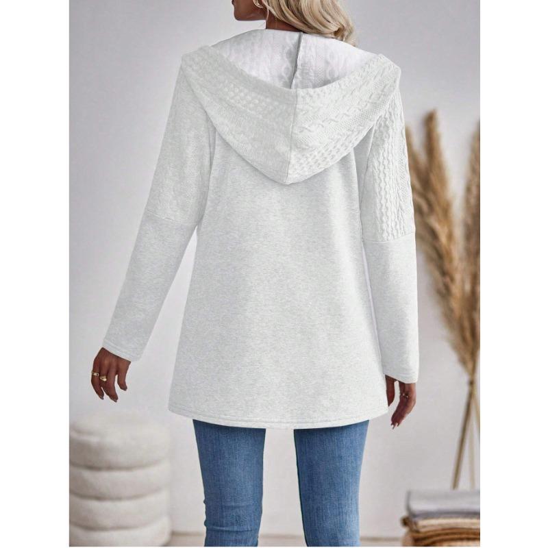 JKASHDK Dámská módní ležérní jednobarevná potisk podzim zima s dlouhým rukávem s kapucí bundy a kabáty