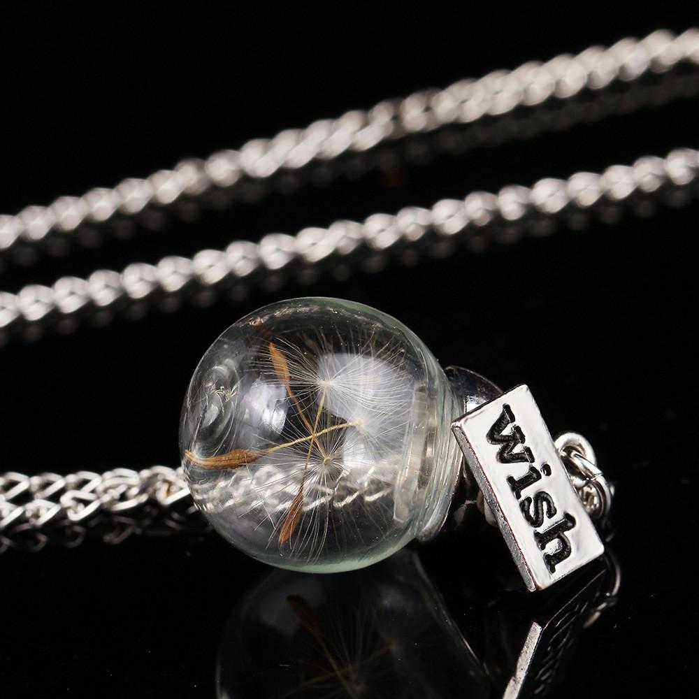Dandelion Glass Fashion Bottle Girls Necklace Simple Decorative Accessories