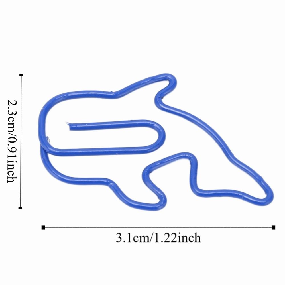 100Pcs Whale Shaped Cute Shaped Office Paper Clips Plastic-coated Metal Dark Blue Lovely Shape Paperclip Clamp 3.1*2.3cm