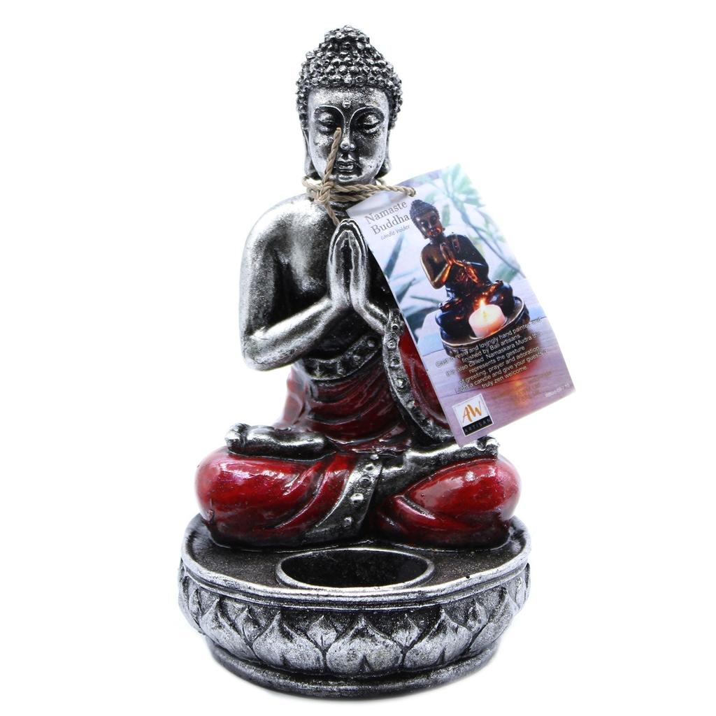 Buddha Candle Holder - Red Medium Resin