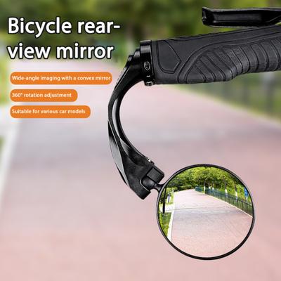 1 Pair Bicycle Handlebar Mount Rearview Mirror 360-Degree Rotation Universal Road Mountain Bike Grip Handle End Mirror Bike Accessories