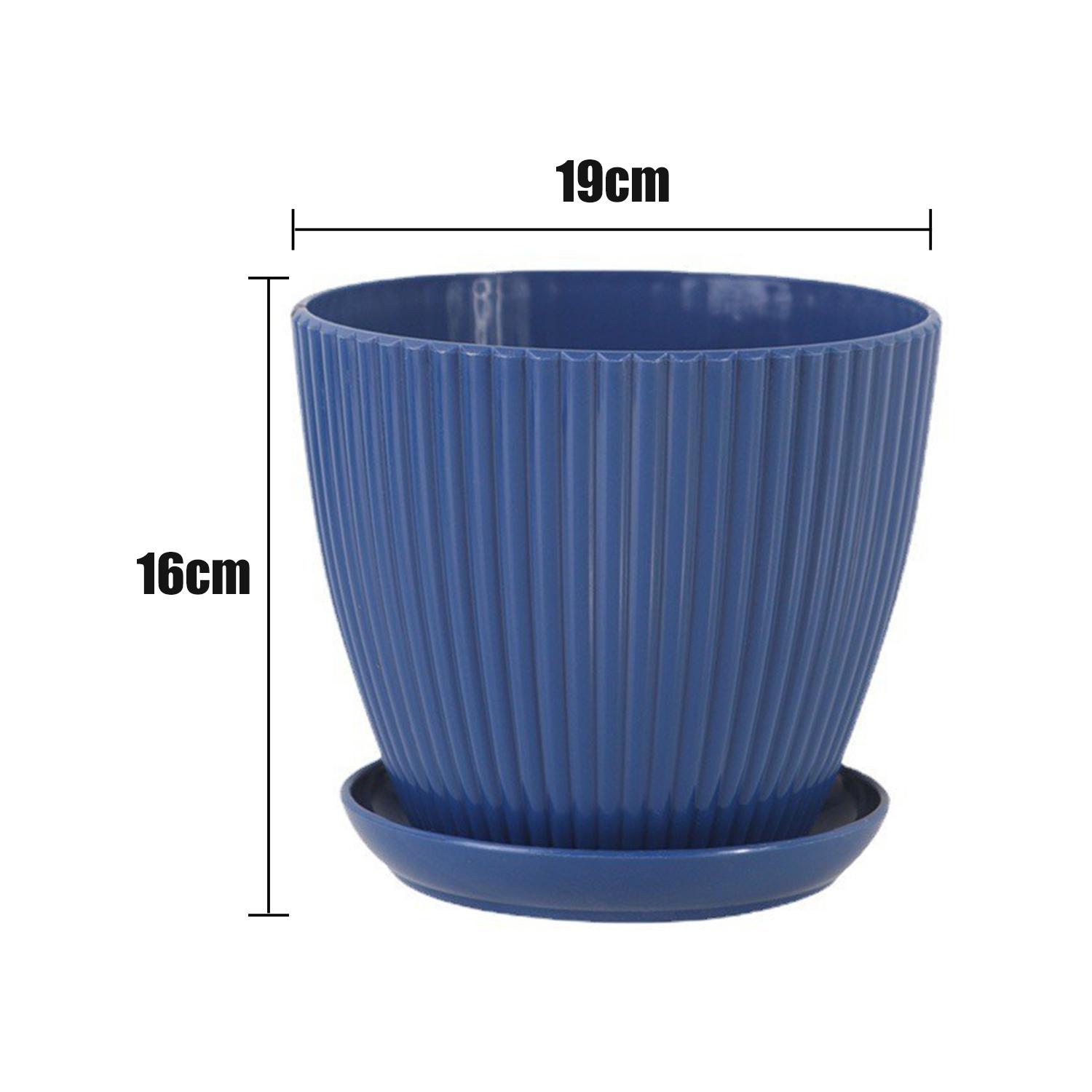 

4 Color Plastic Round Flowerpot with Tray Succulent Plant Flower Planting Planter Home Garden Office Desktop Decor Bonsai Pot темно-синий