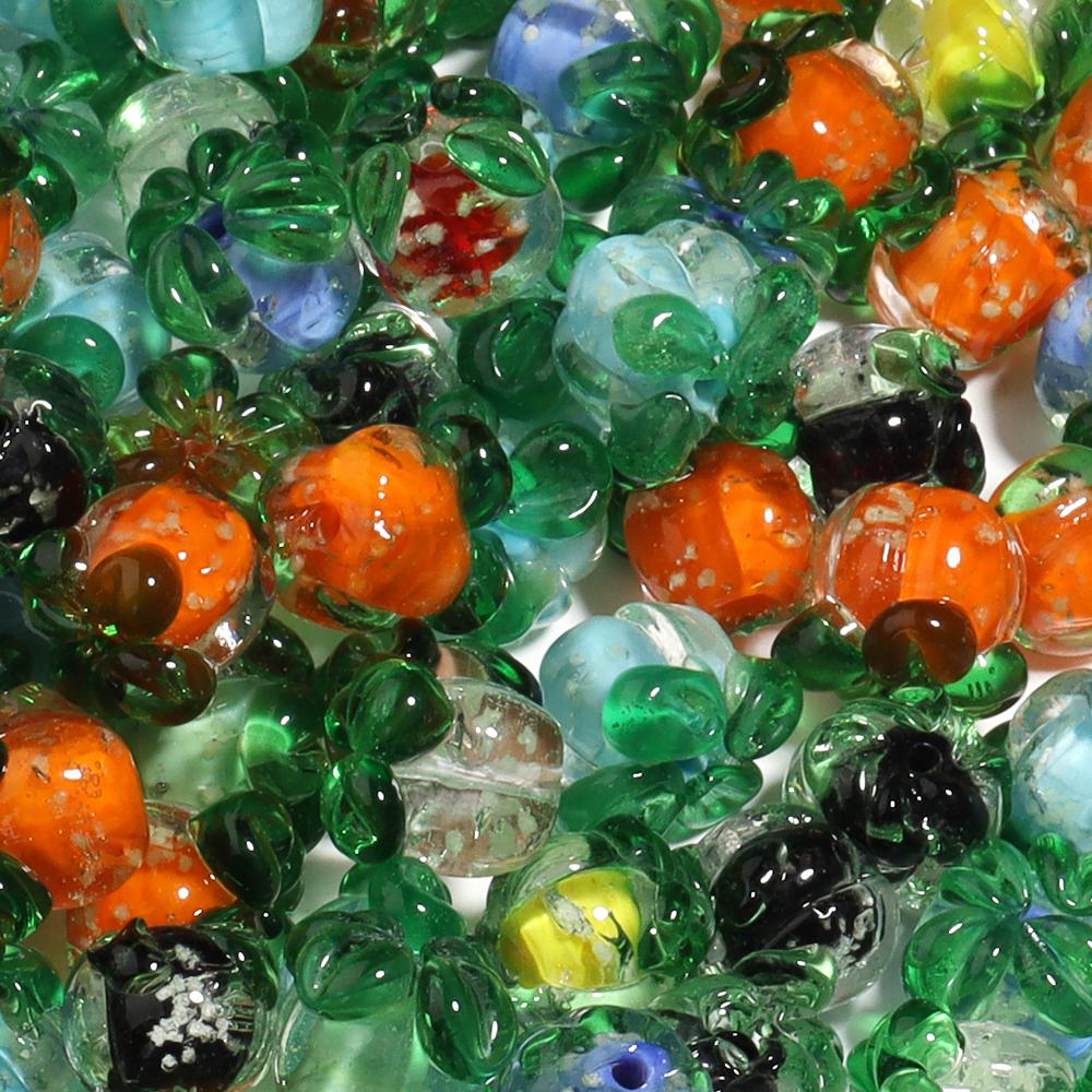 10pcs 11x13mm Luminous Lampwork Persimmon Beads Glass Loose Beads For Jewelry Making DIY Bracelets Phone Key Chain Accessories