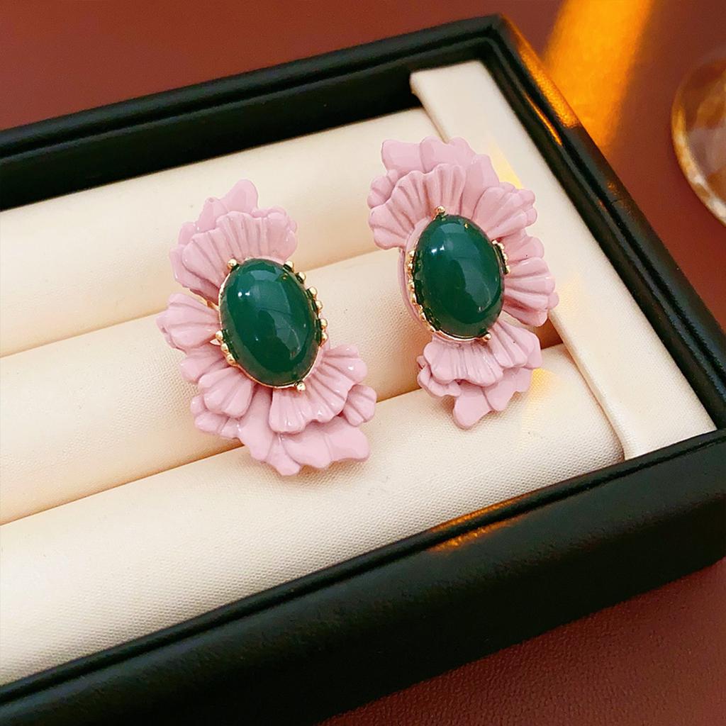 Turquoise Charm Earrings Flower Ear Studs For Women Alloy Jewelry Perfect For Daily Outfits And Special Occasions