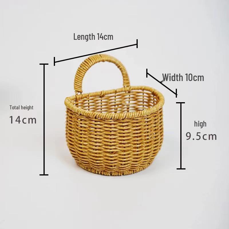 

Wall-Mounted Rattan-Style Storage Rack for Kitchen & Bathroom