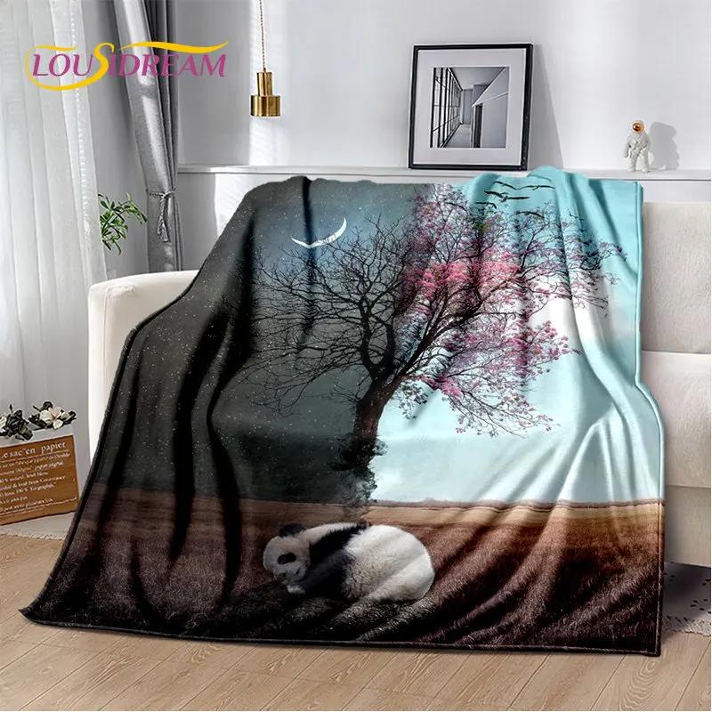 3D Cartoon Cute Panda Blanket,Flannel Blanket Throw Blanket,Kid Warm Blanket for Home Living Room Bedroom Beds Sofa Picnic Cover