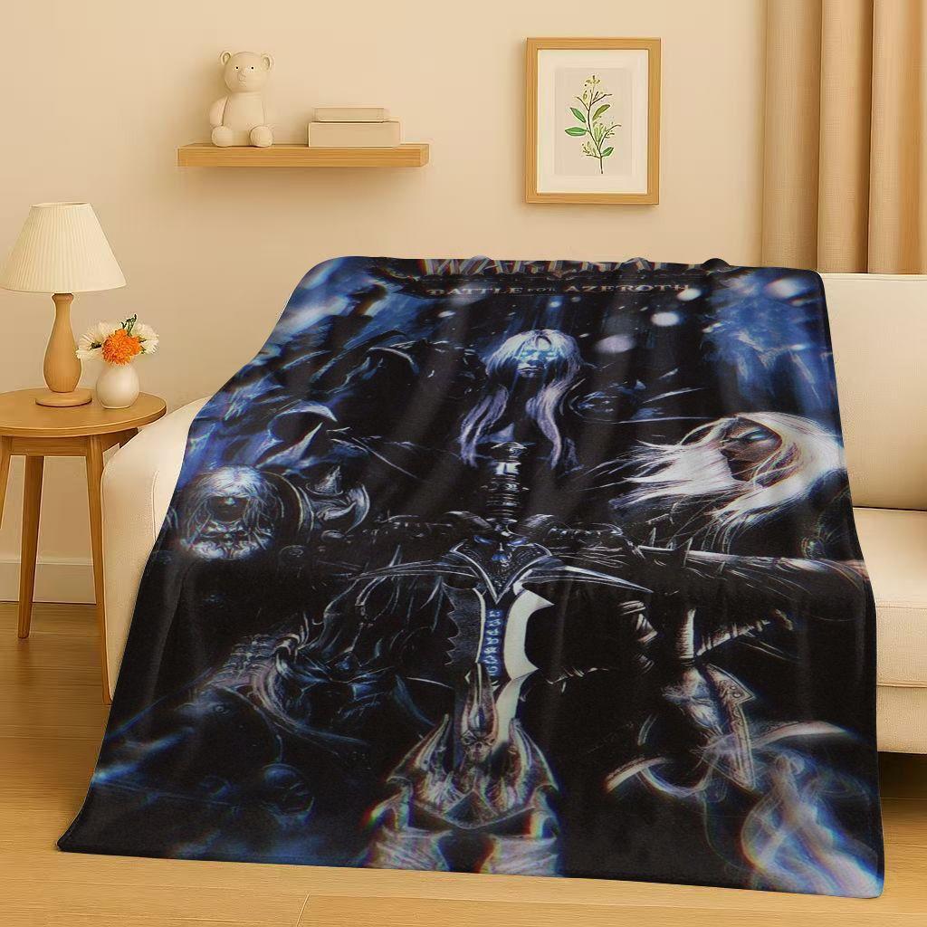 

HD WOW World of Warcraft Game Demon Hunter Arthas Cartoon Flannel Blanket,Ultra Soft Plush Throw for Home Bedroom Bed Sofa Cover 75x90cm