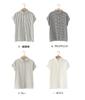 Short Sleeve Plain Gauze L Striped [BdeSYT] Women's Shirt, Top, T-Shirt, 100% Cotton, Blouse, Simple, Breathable, Thin, Soft, Comfortable, Casual,