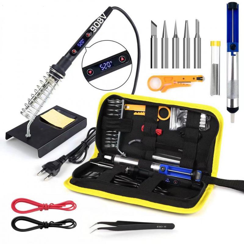80W Electric Soldering Iron Set with Digital Display and Switch (908S, 908V, 908D) - Household Tool