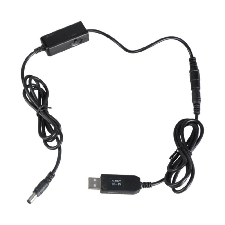 USB to DC5521 9V Step up Converters Cable for LED Bulb and Routers 5.5x2.1mm Male Plugs Power Supply USB Cable 100cm