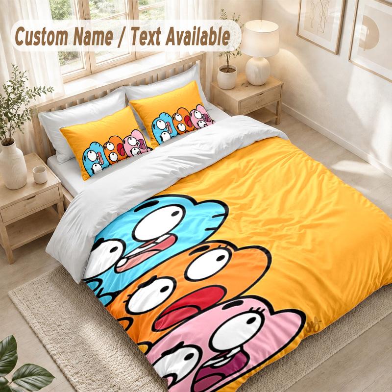 Fantastico Mondo di Gumball Set Biancheria da Letto, 1 Copripiumino & 2 Federe Morbido Confortevole Camera da Letto Tessile per la Casa Decorazione
