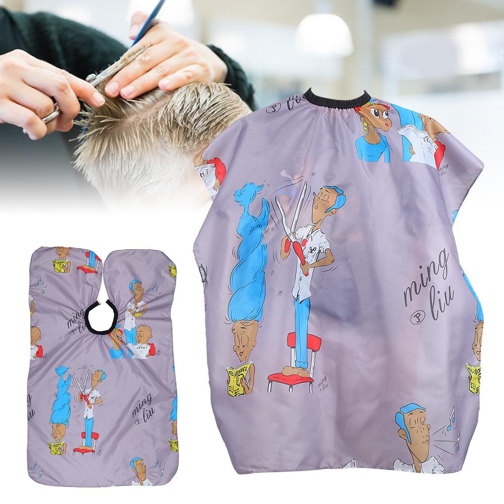 Children Hairdressing Apron Home Barber Shop Cartoon Pattern Hair Cutting Dyeing Gown CapeGray