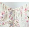 2025 Women's Cross-border European & American Lace-up Printed Smocked Camisole Vest