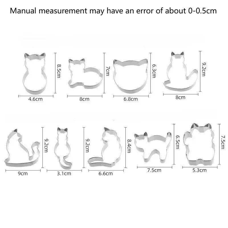 9pcs cat-themed mold,stainless steel animal biscuit cutting mold set,suitable for DIY baking,multi-functional kitchen tool