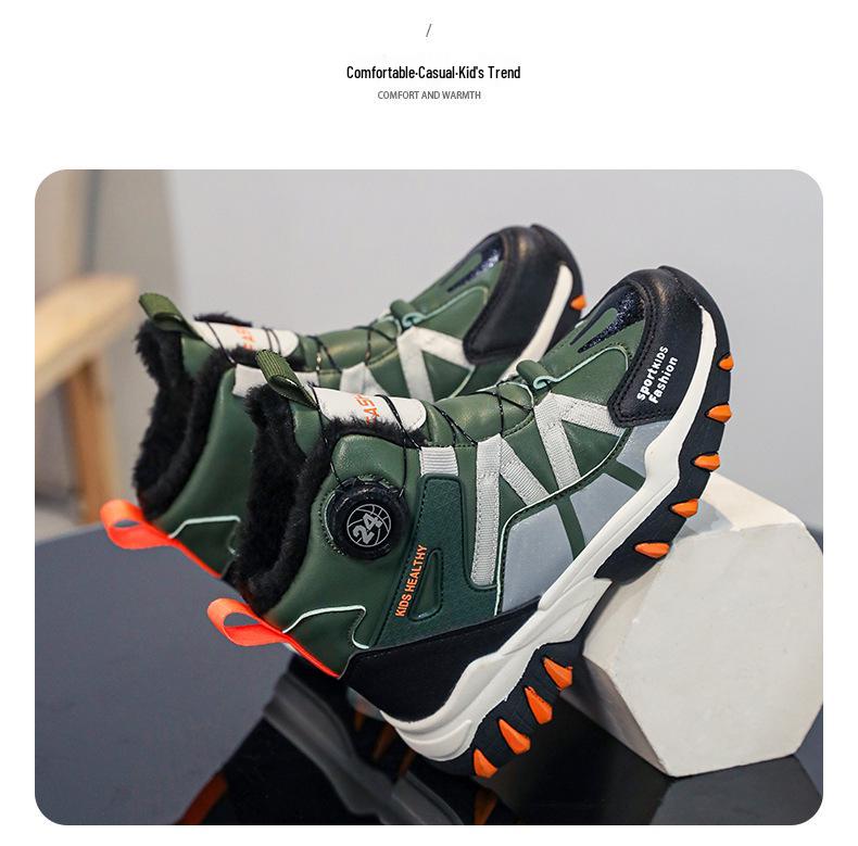 Children's Soft Sole Non-Slip Sneakers - Autumn/Winter 2025, Velvet-Lined, Thickened Warm Cotton, Casual Sports Shoes for Medium & Large Kids