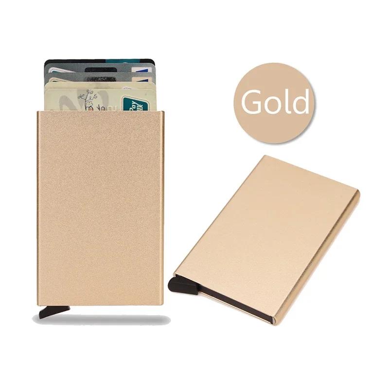 Portafoglio RFID Smart, porta carte, sottile, in metallo, per uomo e donna, con apertura a scomparsa, minimalista, piccolo, nero, per uomo.