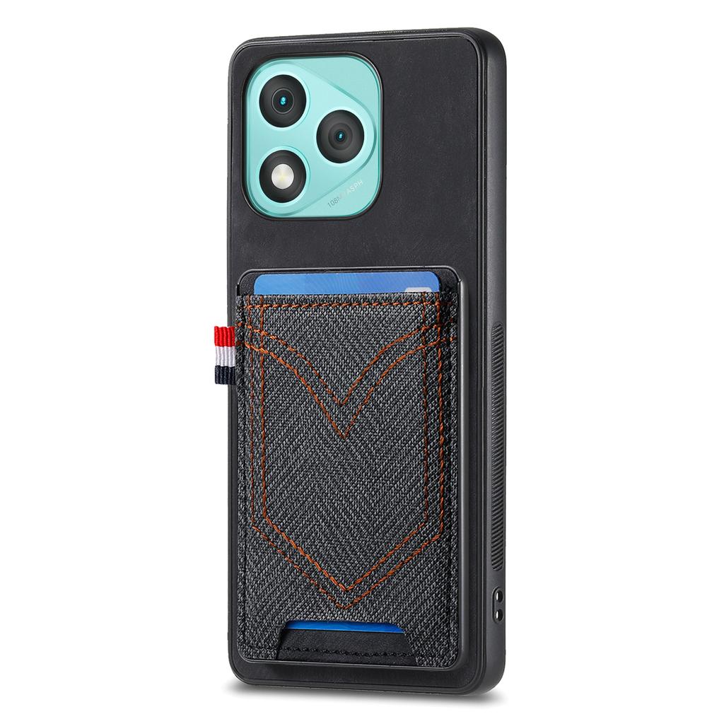 Pro Honor 400 Lite Pouzdro na telefon Retro texturované džínové plátno Kožený zadní kryt s držákem na karty
