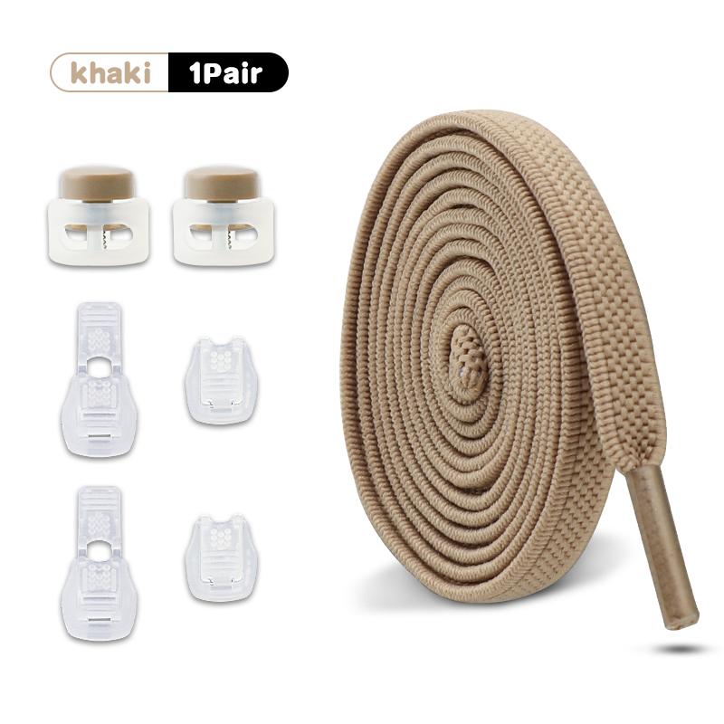 1Pair/2Pair NEW Elastic Shoe Laces Flat Shoelaces Without Ties Kids Round Snap Lock  Adult Quick Shoelace Shoe Accessories