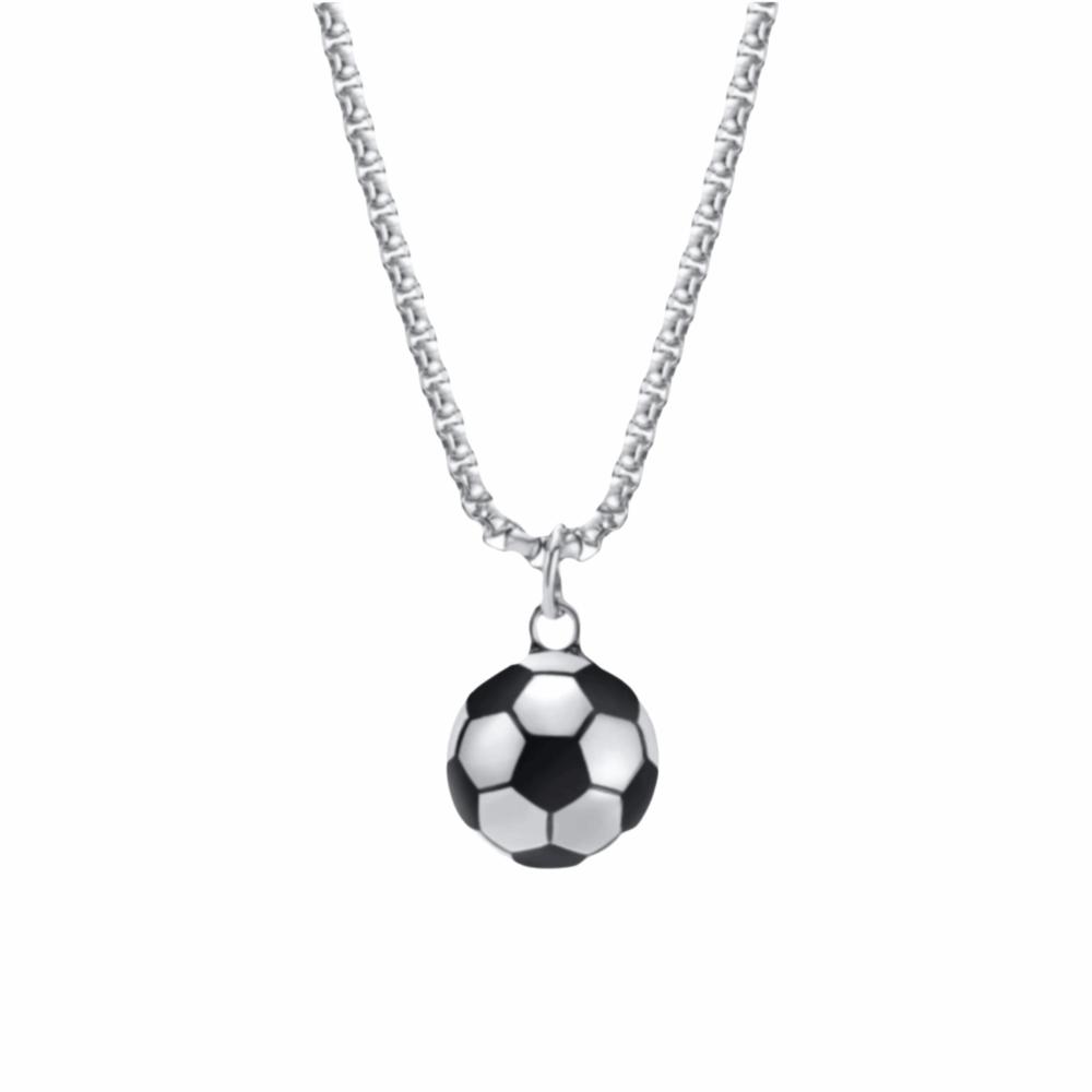 Waterproof Football Pendant Necklace Tarnish Resistant Durable Titanium Steel Necklace Hypoallergenic Casual серебряный
