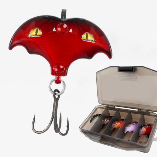 5Pcs Artificial Fishing Baits Hard Lures Treble Hook Design Floating Topwater Fishing Lures Bionic 3D Bat Baits