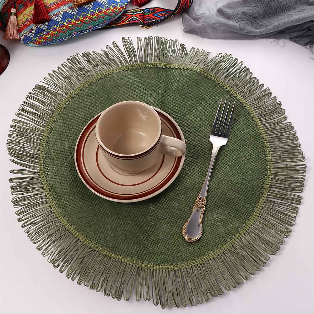 Coaster Party Home Decoration Non-slip Boho Fringe Table Mat Insulation Pad Placemat Cup Pad