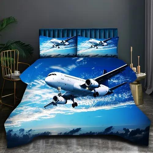 Airplane Soft Duvet Cover Soft Duvet Cover Featuring Airplane Patern Suitable for Children Kids Plus Adult Peoples Soft Comfortable Plus Breathable