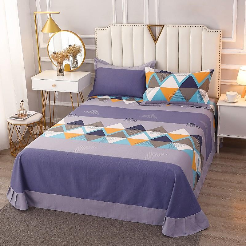 Vintage Geometric Pattern Bed Sheet Set 100% Cotton Luxury Classic Bedspread with 2 Pillowcases Queen King Size Bedding Set