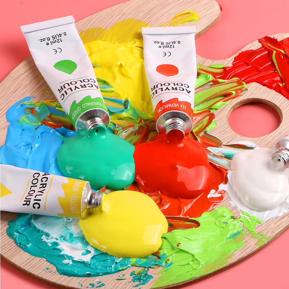 Acrylic Oil Watercolor Gouache Paint Pigment Set 12ML Drawing Supplies for Students and Beginners