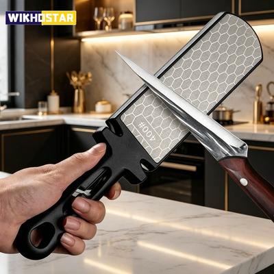 5in1 Knife Sharpener Double-sided Multifunctional Sharpening Diamond Large Hand-held Whetstone with Non-slip Handle