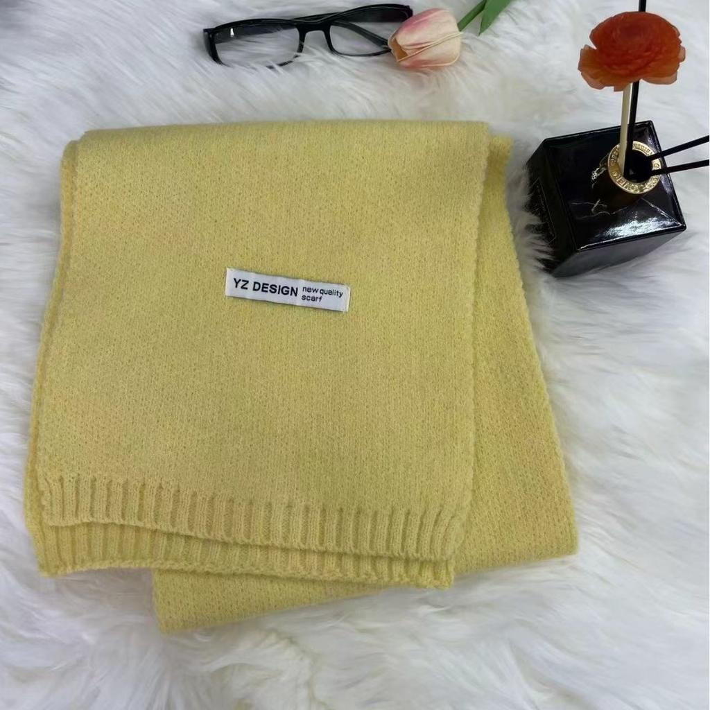 New Korean Style Soft and Skin Friendly Solid Color Versatile Knitted Scarf for Women Winter Warm and Comfortable Scarf Whitening Student Couple