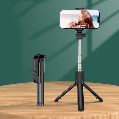 Bastão Remoto Sem Fio Compatível com Bluetooth com Suporte e Luz Extensível para Gravação de Vídeo de Celular