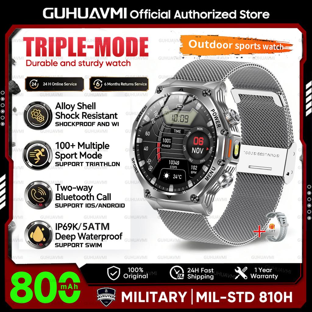New Military Grade Sports Smart Watch 5ATM Swimming Waterproof 800mAh Bluetooth Call 1.8'' AMOLED Screen Smartwatch For Men
