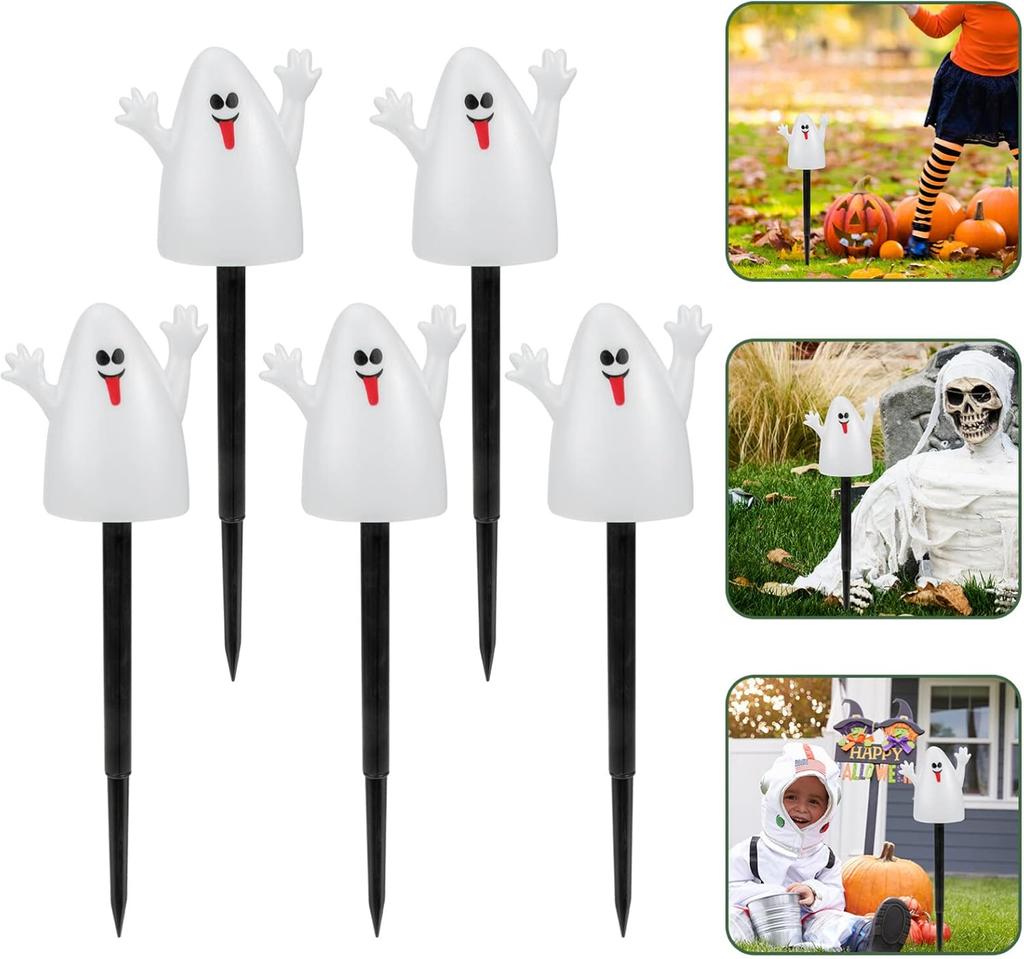 5 In 1 String Light Solar Halloween LED Outdoor Waterproof Ghost Stake Lights for Outdoor Pathway Yard Garden Decoration