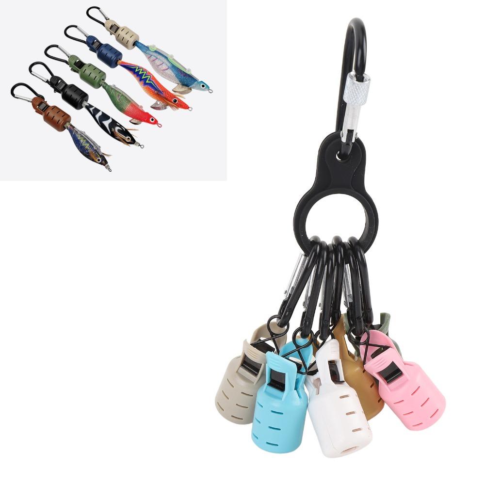 6PCS with Carabiner Fishing Hook Cover Case Easy Clip Squid Jig Bait Protector  River Fishing
