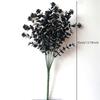 Halloween Black Artificial Plant Vine Eucalyptus Persian Fern Leaf Plastic Fake Flower Grass Home Party Garden Decor Photo Props