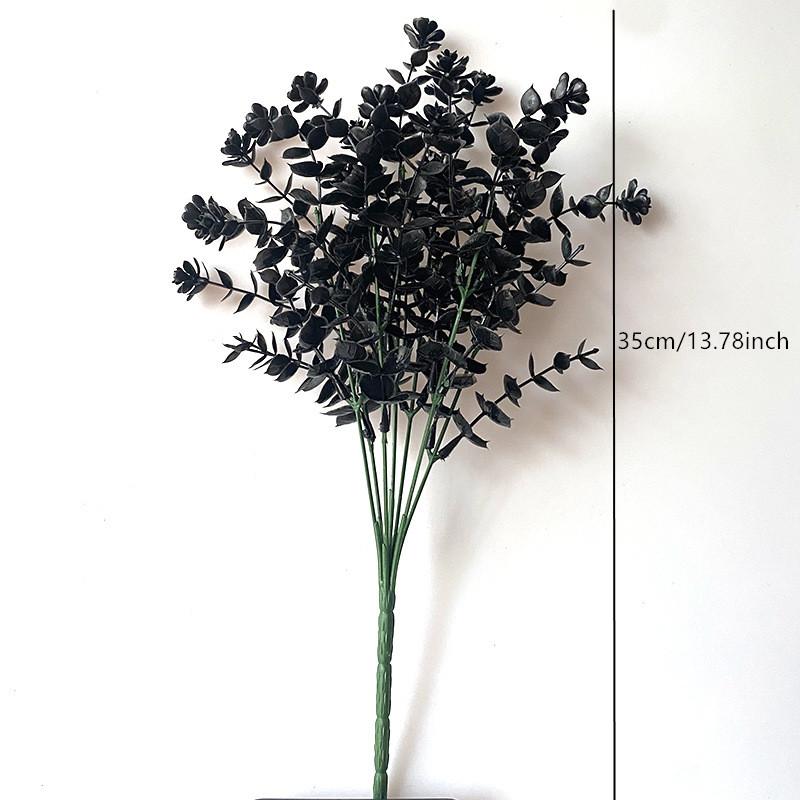 Halloween Black Artificial Plant Vine Eucalyptus Persian Fern Leaf Plastic Fake Flower Grass Home Party Garden Decor Photo Props