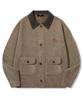 TRILLION Leather Patchwork Velvet Cardigan Knit_Beige