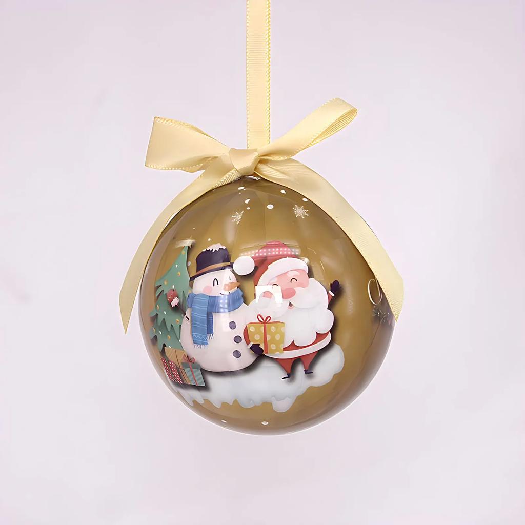 8cm Christmas Ball Decoration Santa Claus Snowman Pattern Painted Foam Christmas Balls Christmas Tree Hanging Party Decorations