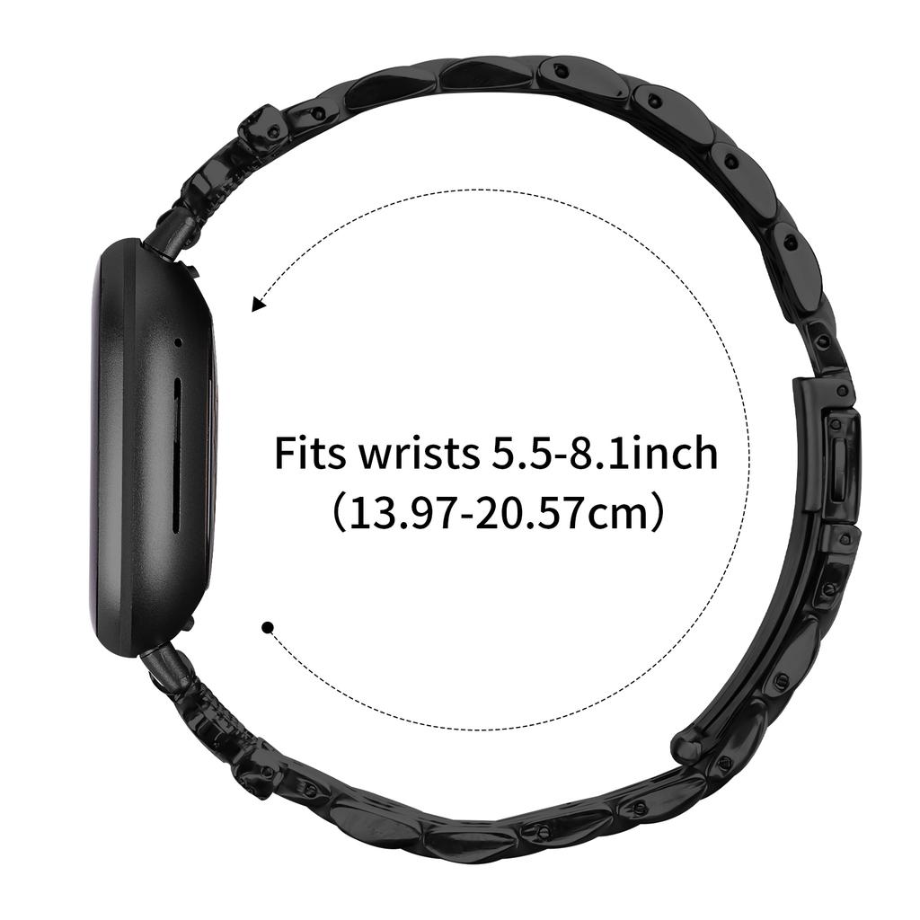 For Fitbit Versa 3/Sense Watch Band 7-Bead Rhinestone Crown Stainless Steel Strap