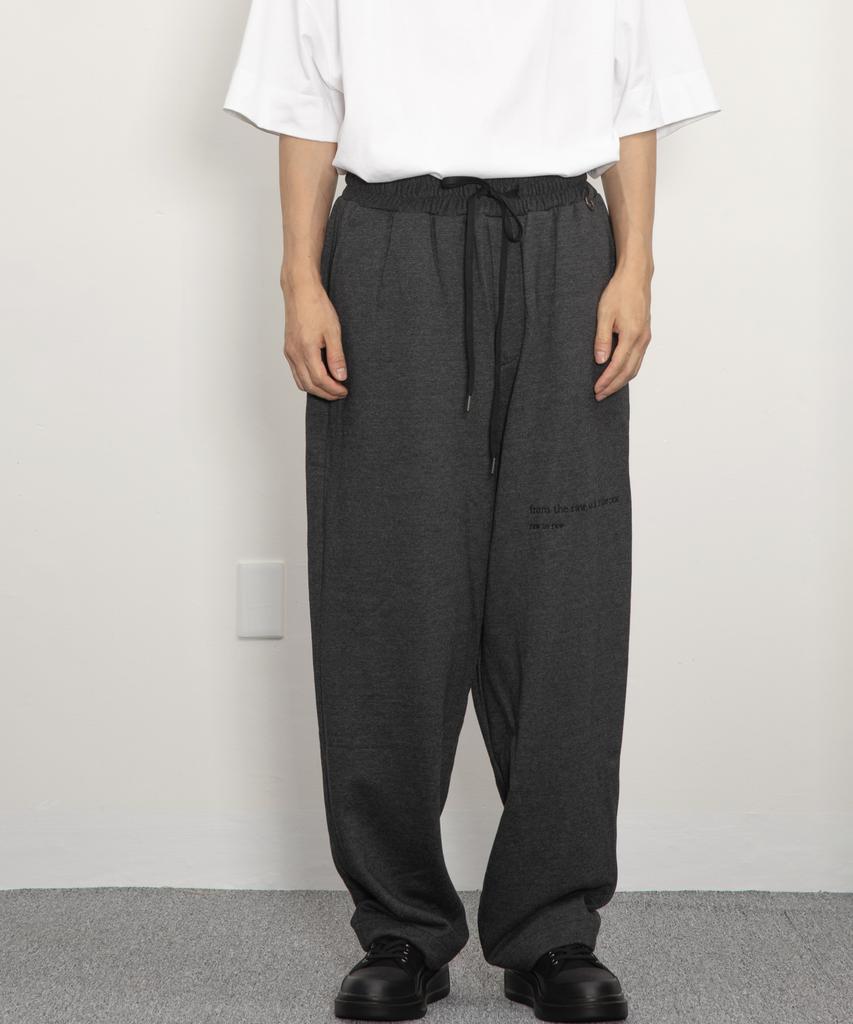 Row To Row Rp0036 Text Embroidered Soft Sweat Wide Pants (Charcoal)