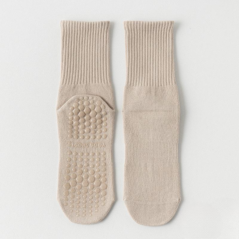 

Women s Cotton Non Slip Silicone Indoor Fitness Pilates Yoga Socks 1 pair бежевий