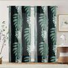 2pcs Tropical Plant Pattern Curtain   Dark Green And Gray Color   Fresh And Natural   Rod Pocket Design   Blackout And Heat Insulati